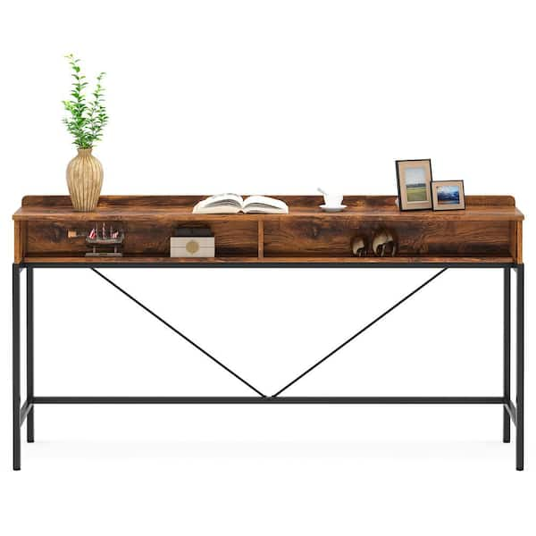 TRIBESIGNS WAY TO ORIGIN Benjamin Brown 70.9 in. Long Console Sofa Table, 2  Tier Narrow Industrial Behind Couch Bar Table Storage Shelves  HD-XK00148-WZZ - The Home Depot