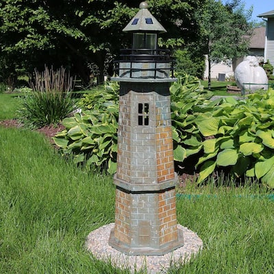 Solar LED Nautical Lighthouse Statue Decor