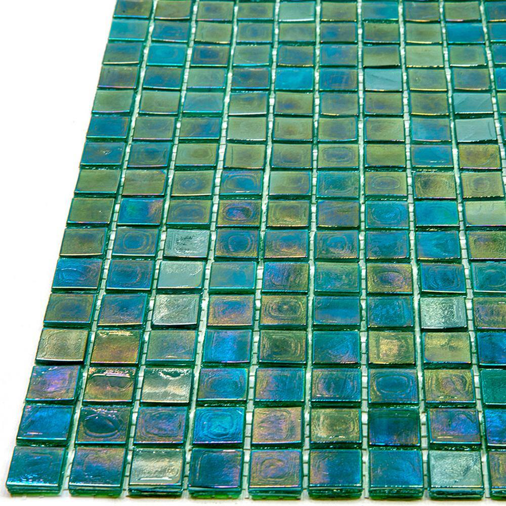 Green-Blue Glossy Glass Mosaic Wall and Floor Tile