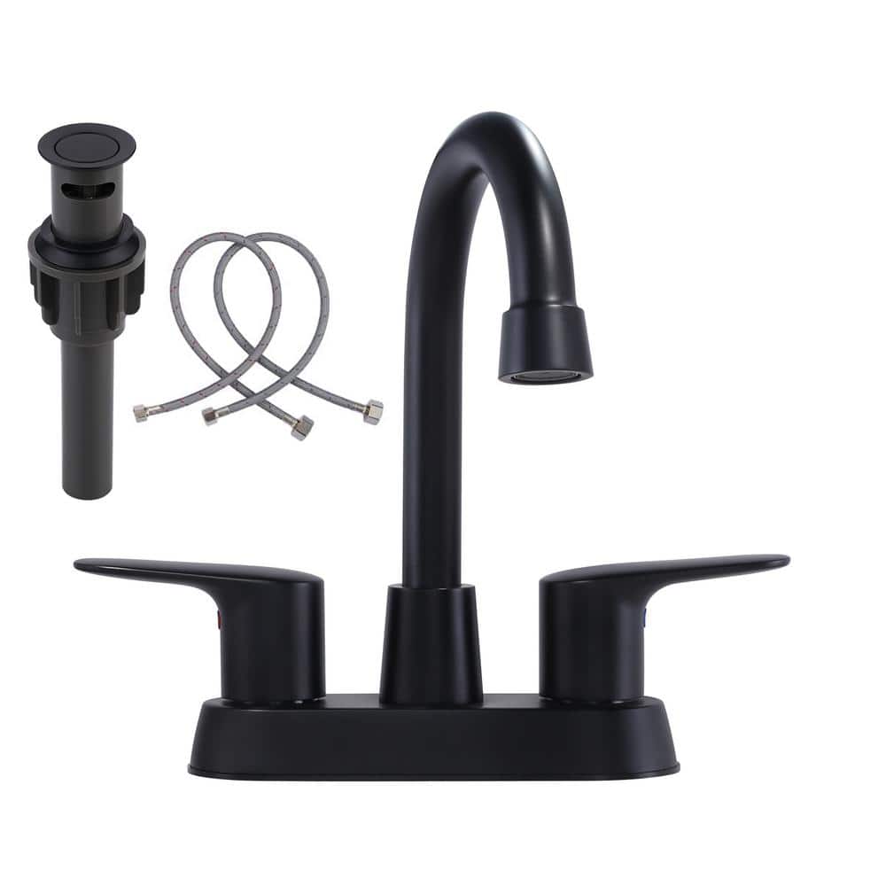 4 in. Center Set Double Handle High Arc Bathroom Faucet in Black price history on PriceWatchPro