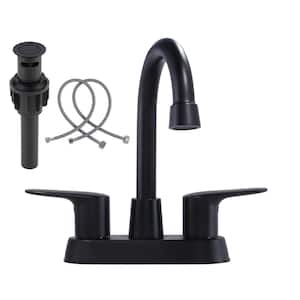 4 in. Center Set Double Handle High Arc Bathroom Faucet in Black