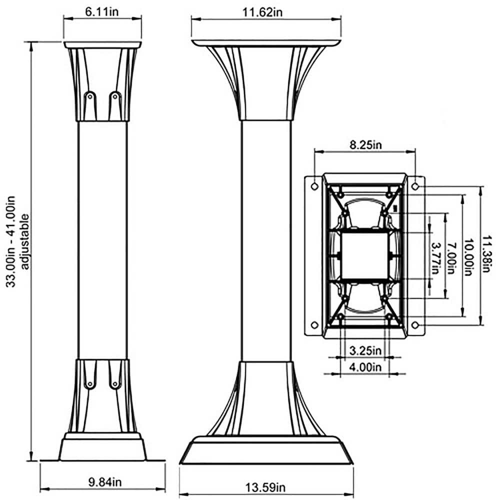 Adjustable Black Aluminum and Steel Mailbox Post