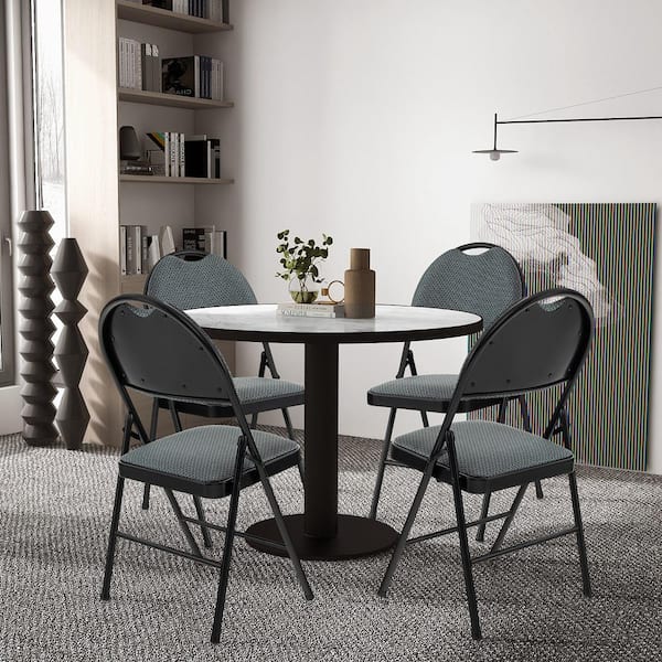 Gray Portable Padded Folding Chairs Office Kitchen Dining Chairs (Set of 2)