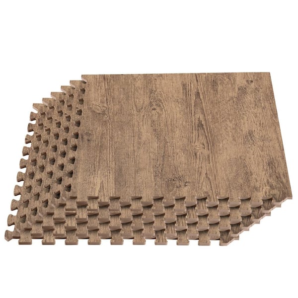 Forest Floor Barnwood Brown Printed Wood Grain 24 in. W x 24 in. L x 3/8 in. T Interlocking EVA Foam Flooring Mat (24 sq. ft./pack)
