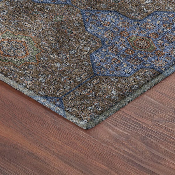 Mayfield Premium Machine Washable Abstract AMF2410 Chocolate 5 ft. x 7 ft. 6 in. Area Rug