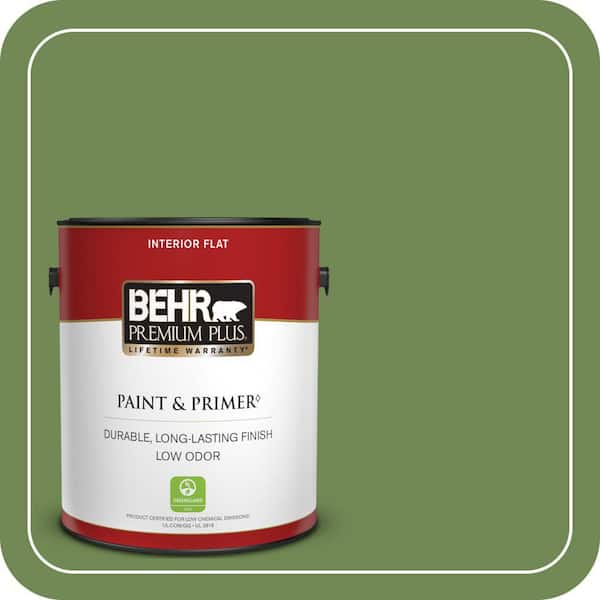 BEHR PREMIUM PLUS 1 gal. #M370-6 Snip of Parsley Flat Low Odor Interior Paint & Primer
