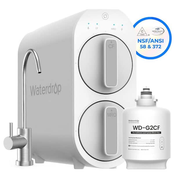 G2 Reverse Osmosis System, 7-Stage Tankless RO Water Filter System, 400 GPD, 1:1 Pure to Drain, Extra 1-G2CF Filter