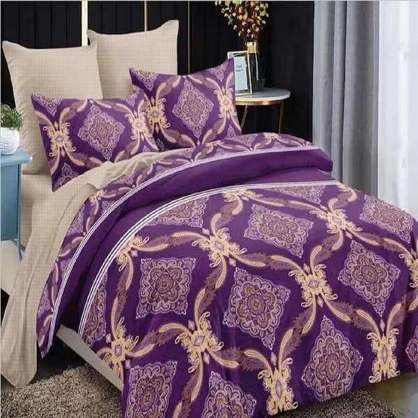 Shatex 3 Piece All Season Bedding Queen size Comforter Set, Ultra Soft Polyester Elegant Bedding Comforters-Purple