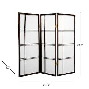 4 ft. Short Double Cross Shoji Screen - Walnut - 3 Panels