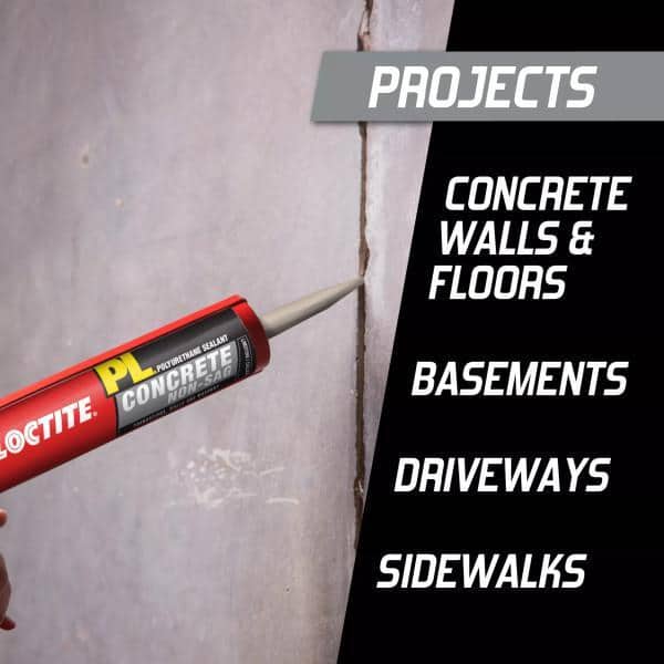 (2 pack) Loctite Pl Polyurethane Sealant Concrete Non-Sag, Pack of 1, Gray 10 fl oz Cartridge
