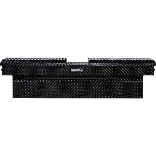 Buyers Products Company 18 in. x 20 in. x 71 in. H Black Diamond Tread Aluminum Crossover Gull Wing Truck Tool Box