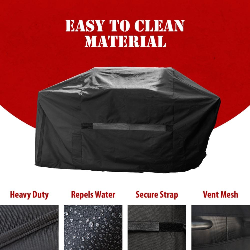 65-Inch Black Weather Resistant Polyester Grill Cover
