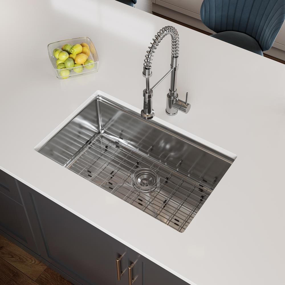 Magnus 30'' Stainless Steel Single Bowl Farmhouse Kitchen Sink with Workstation