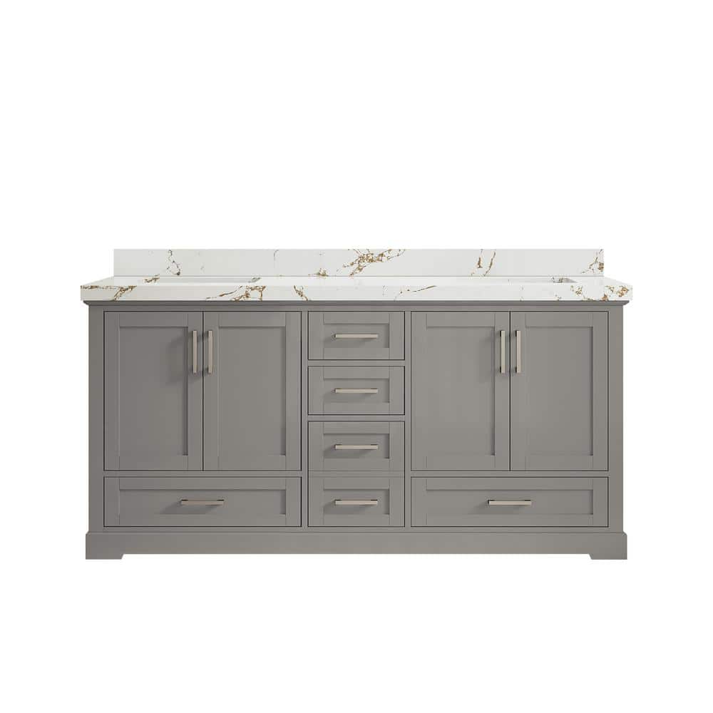 Boston 72 in. Double Sink Freestanding Elephant Gray Bath Vanity with Viola Brown Qt. Top Unassembled price history on PriceWatchPro