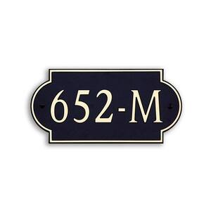 12 in. L x 6 in. W Medium Designer Shape Custom Plastic Address Plaque Gold on Black