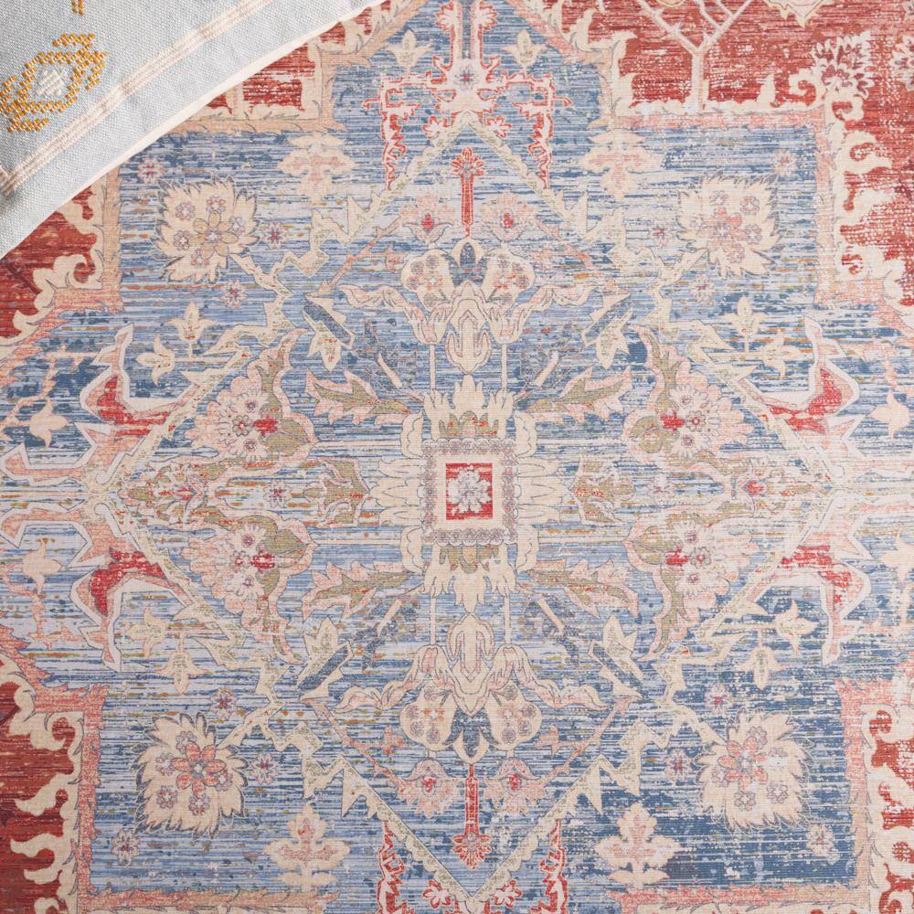 Arizona Light Blue and Rust 8' x 10' Machine Washable Area Rug