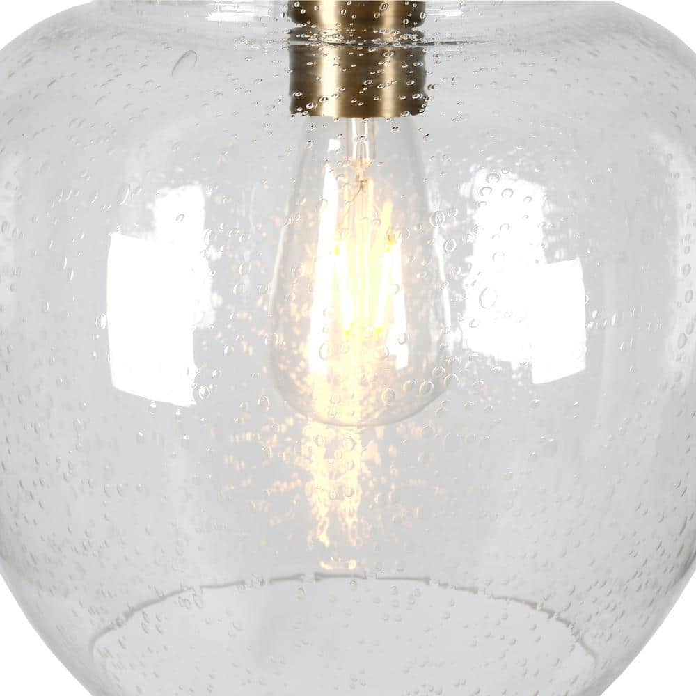Verona 1-Light Brass Pendant with Seeded Glass Shade