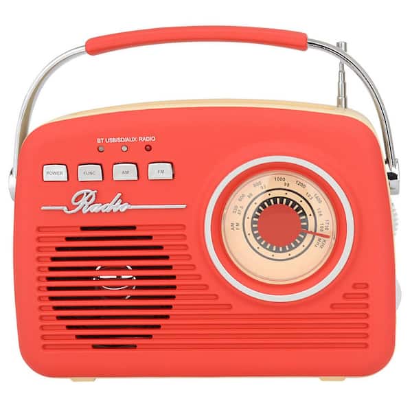 Portable Rechargeable Bluetooth Retro Speaker in Red