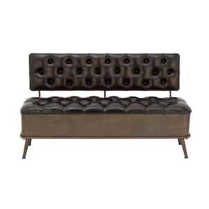 Black Storage Bench with Tufted Faux Leather 31 in. X 54 in. X 19 in.