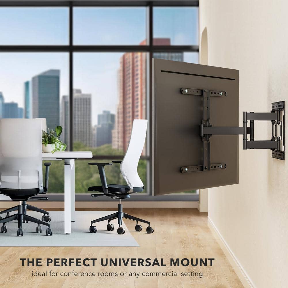 Ultra-Slim Full Motion Black Steel TV Wall Mount