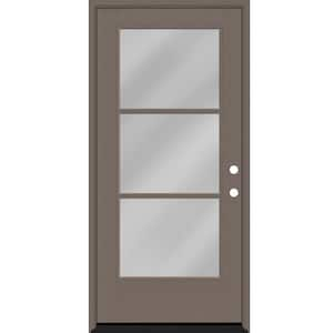 Legacy 32 in. x 80 in. Icon 3 Lite Modern Clear Glass LHIS Kindling Fiberglass Prehung Front Door