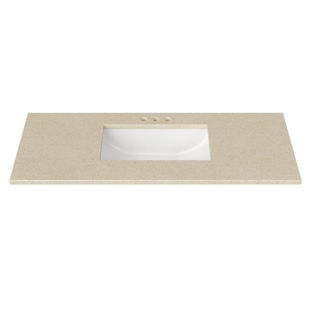 43 in. W x 22 in. D Cultured Marble Rectangular Undermount Single Basin Vanity Top in Winter Snow price history on PriceWatchPro