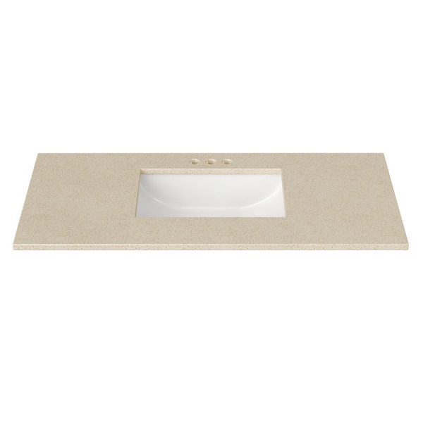 43 in. W x 22 in. D Cultured Marble Rectangular Undermount Single Basin Vanity Top in Winter Snow