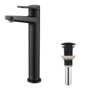 Indy Single Hole Single-Handle Bathroom Faucet with Pop-Up Drain in Matte Black
