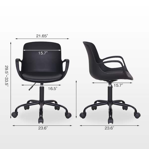 Black Ergonomic Office Chair, Adjustable Height, 360° Swivel, 16.5" W Seat with Wheels, Comfortable Upholstery Chair