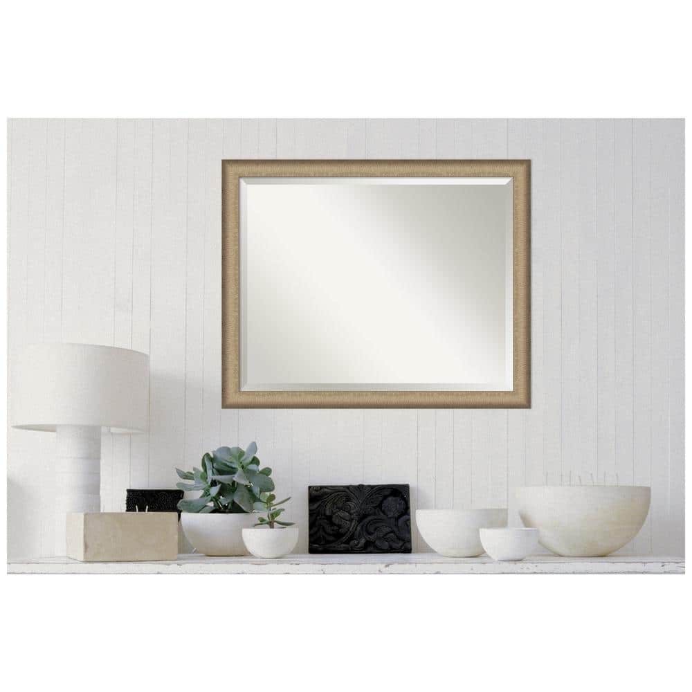 Elegant Brushed Bronze Narrow Framed Rectangular Vanity Mirror