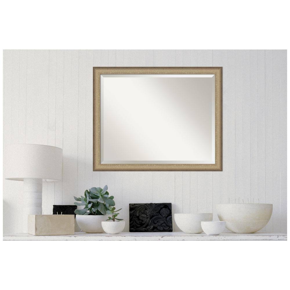 Elegant Brushed Bronze Narrow Framed Rectangular Vanity Mirror