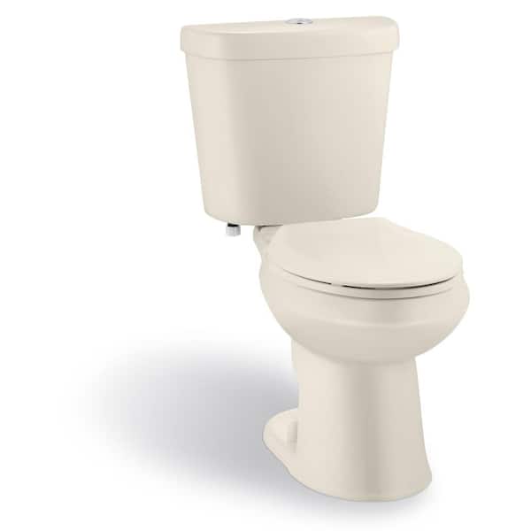 Glacier Bay 2-Piece 1.1 GPF/1.6 GPF High Efficiency Dual Flush Elongated Toilet in Bone, Seat Included