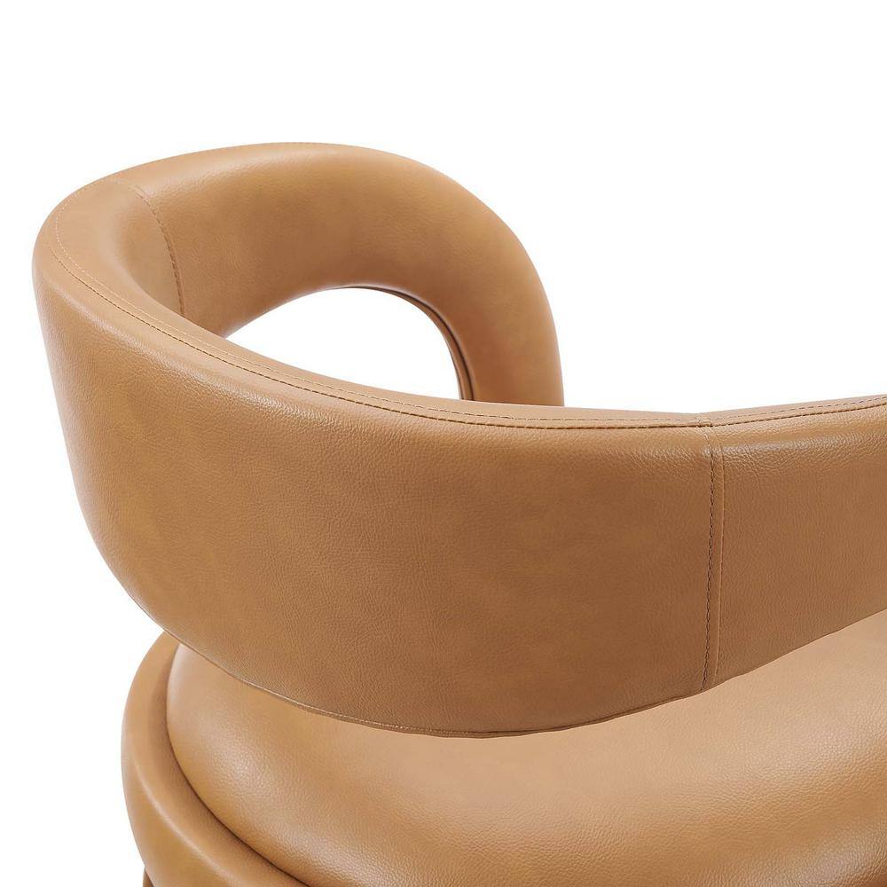 Tan Vegan Leather and Wood Counter Stool Set with Metal Footrest