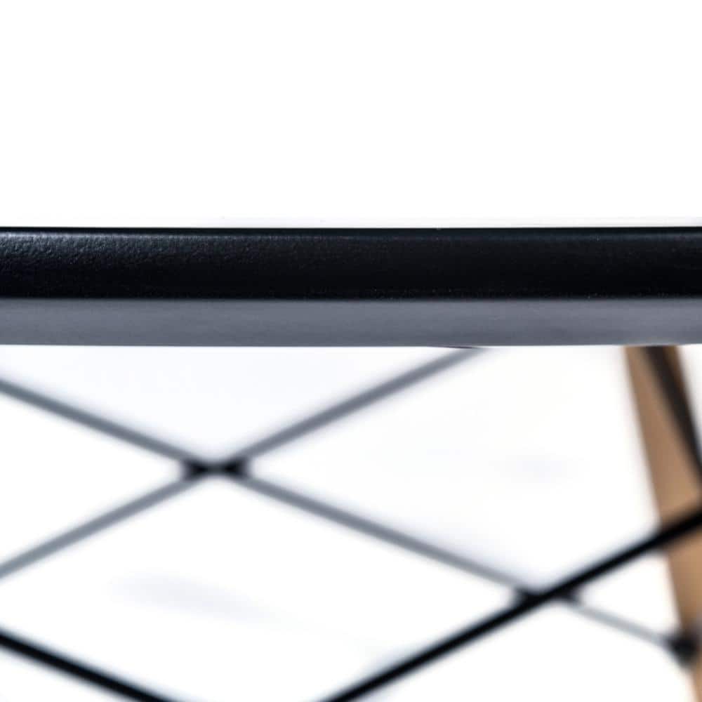 Mid-Century Modern Dover Round Dining Table with Glass Top and Wooden Eiffel Base