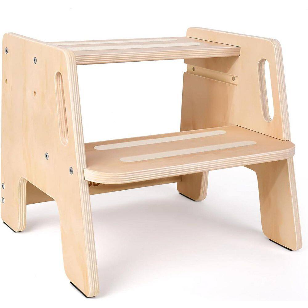 1 ft. Reach Toddler Wooden Height-Adjustable 2-Step Stool with Handles for Kids, Potty Training Bathroom Kitchen Bedroom price history on PriceWatchPro