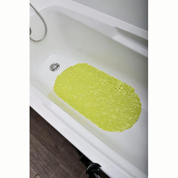 Evideco Bubbles Non-Slip Oval Bathtub Mat Solid Lime Green 28 L x 15 W