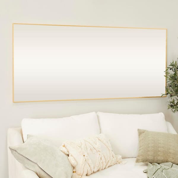 71 in. x 32 in. Rectangle Framed Gold Wall Mirror with Thin Frame