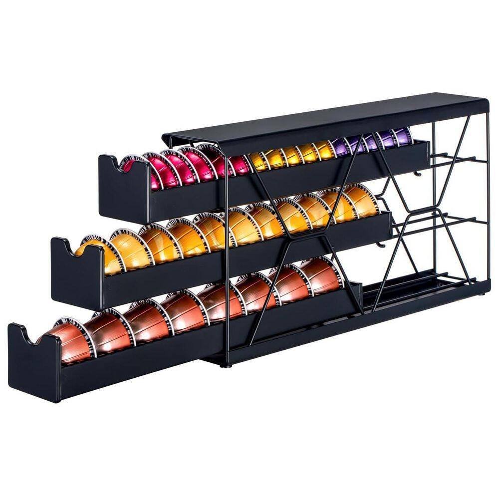 Black Metal Coffee Pod Organizer Drawer Organizer with 3-Tier Design for Vertuo Pods Wall Mountable Space Saver price history on PriceWatchPro