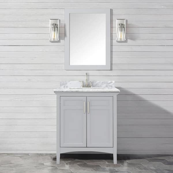 Cahaba Ellis 24 in. W x 22 in. D Bath Vanity in Dove Gray with Carrara  Marble Top with White Basin CAVELL24DG - The Home Depot