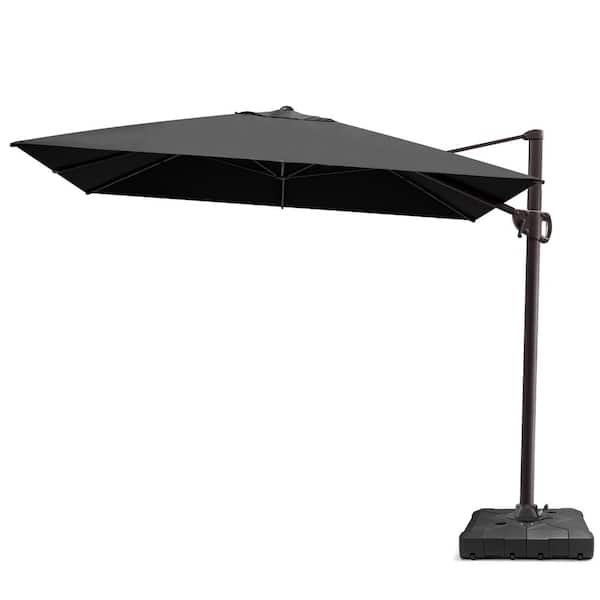 Pellebant 11.5 ft. x 9 ft. Rectangular 360° Rotation Cantilever Patio Umbrella in Black with 220 lbs. Umbrella base