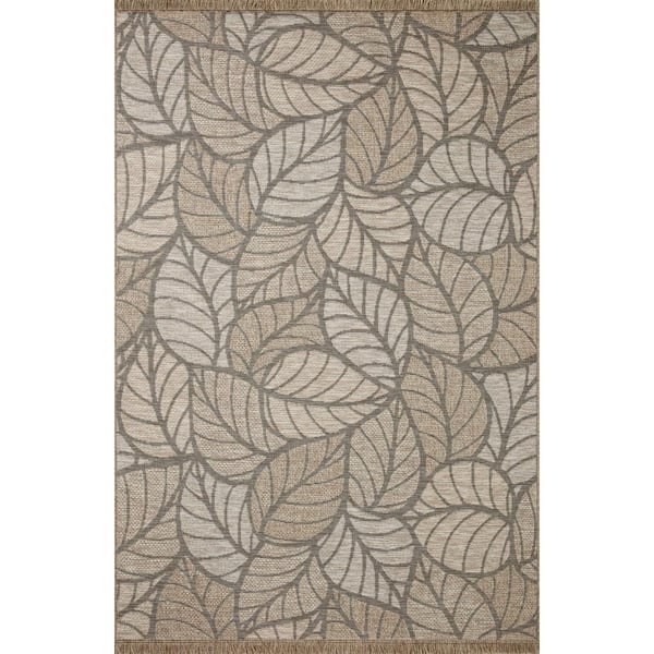 Dawn 6 ft. 4 in. x 9 ft. 2 in. Natural Leaf Indoor/Outdoor Area Rug