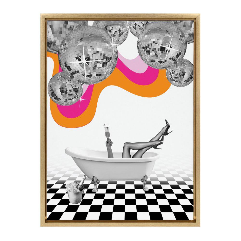 Bright Gold Disco Bathtub Canvas Wall Art, 18 x 24