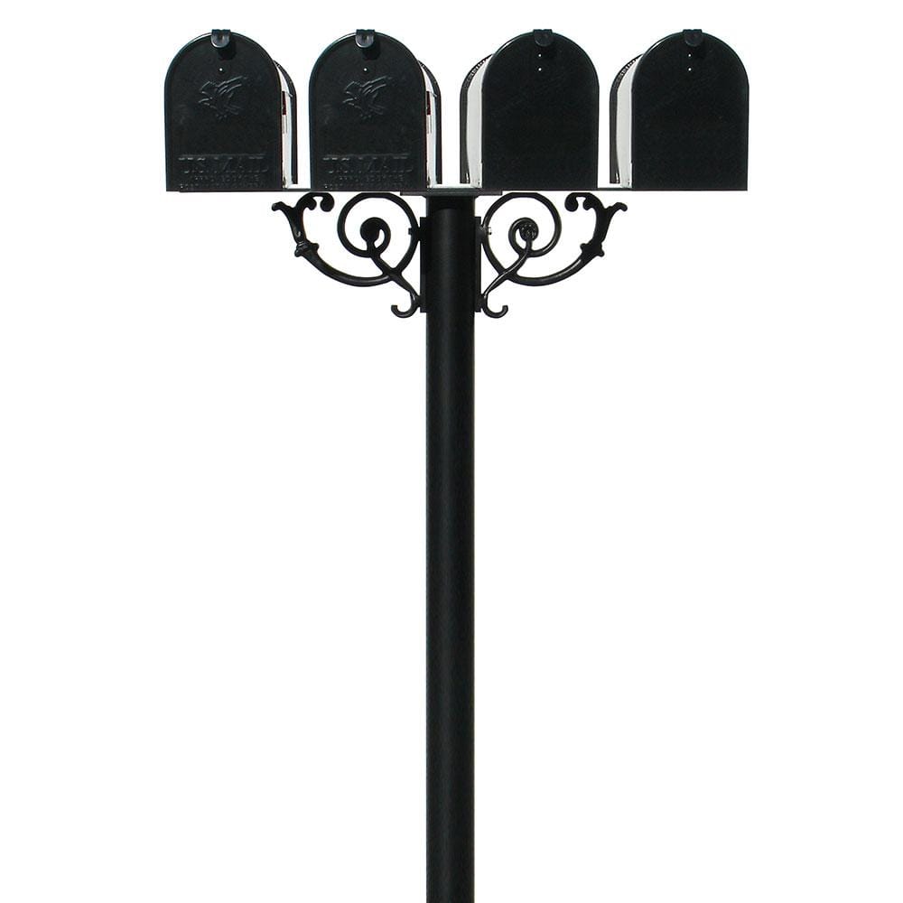 Hanford Quad Non-Locking Mailbox Post System with Scroll Supports and 4 E1 