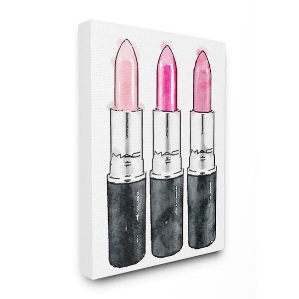 Stupell Industries 24 in. x 30 in. "Three Pink Lipsticks" by Amanda Greenwood Printed Canvas Wall Art