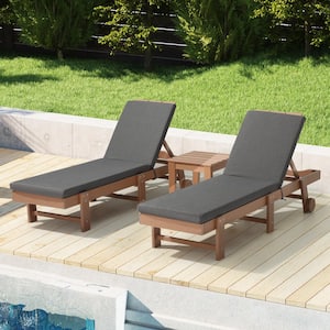 FadingFree (Set of 2) 21.5 in. x 26 in. x 2.5 in. Outdoor Patio Chaise Lounge Chair Cushion Set in Grey