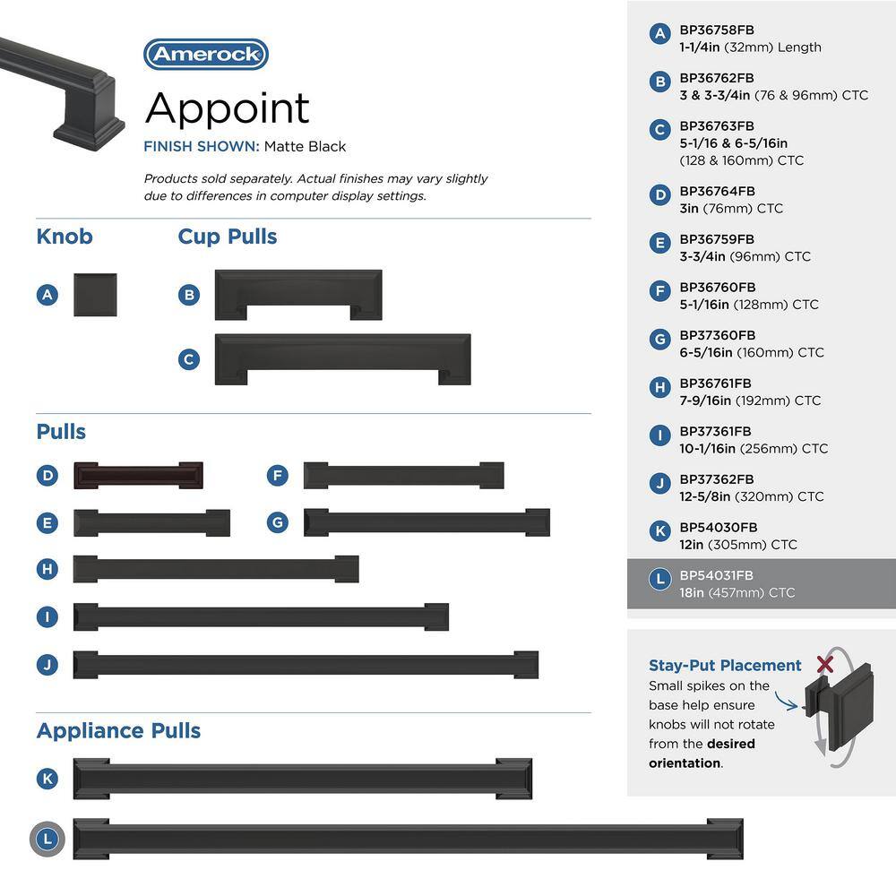 Matte Black 19'' Modern Appliance Pull with Mounting Hardware