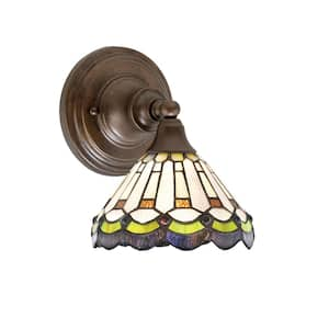 Fulton 1 Light Bronze Wall Sconce 7 in. Cyprus Art Glass