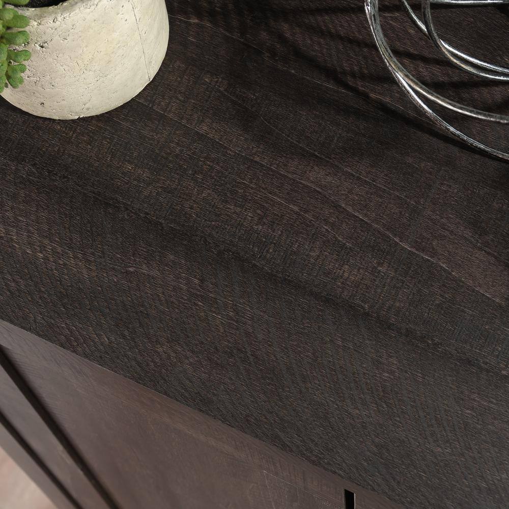 Tall Dark Brown MDF Living Room Cabinet with Adjustable Shelving