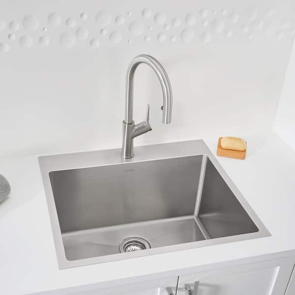 MUSTEE 22 in. x 25 in. x 13.75 in. Molded Fiberglass Drop in Utility Sink  in White 10 - The Home Depot