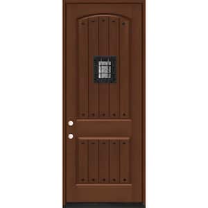36 in. x 96 in. 2-Panel Right-Hand/Inswing Chestnut Stain Fiberglass Prehung Front Door with 4-9/16 in. Jamb Size